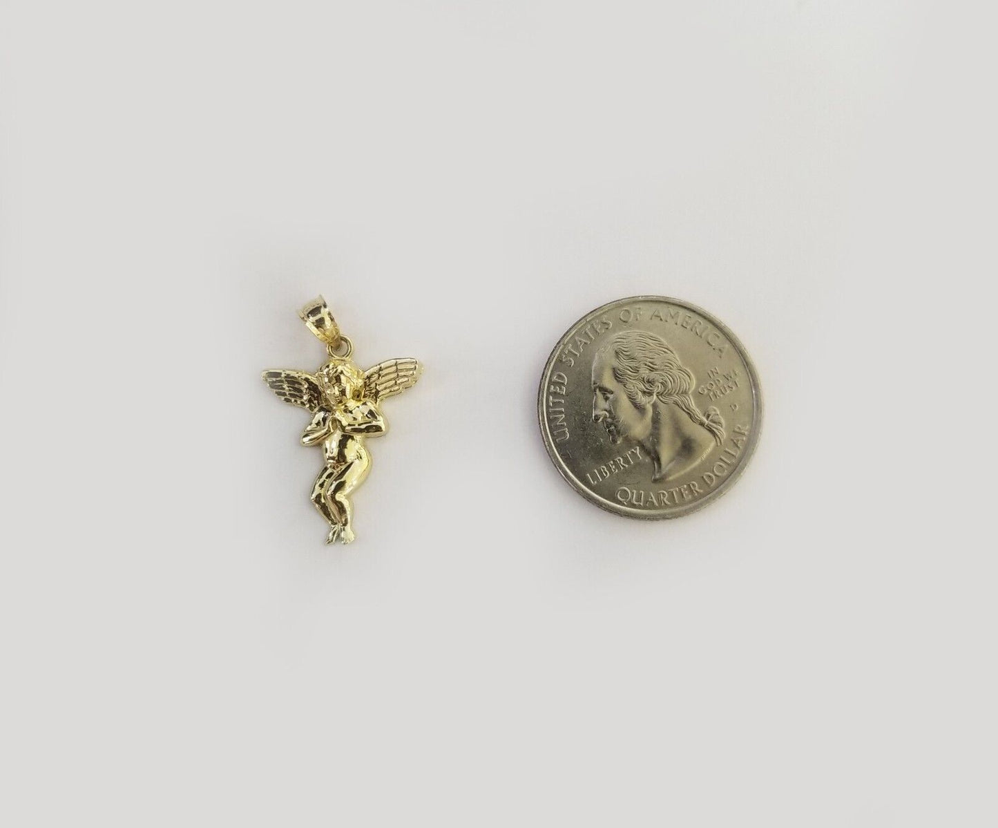 Real 10k Yellow Gold Praying Hand Angel Pendant 10kt Gold Charm For Necklace