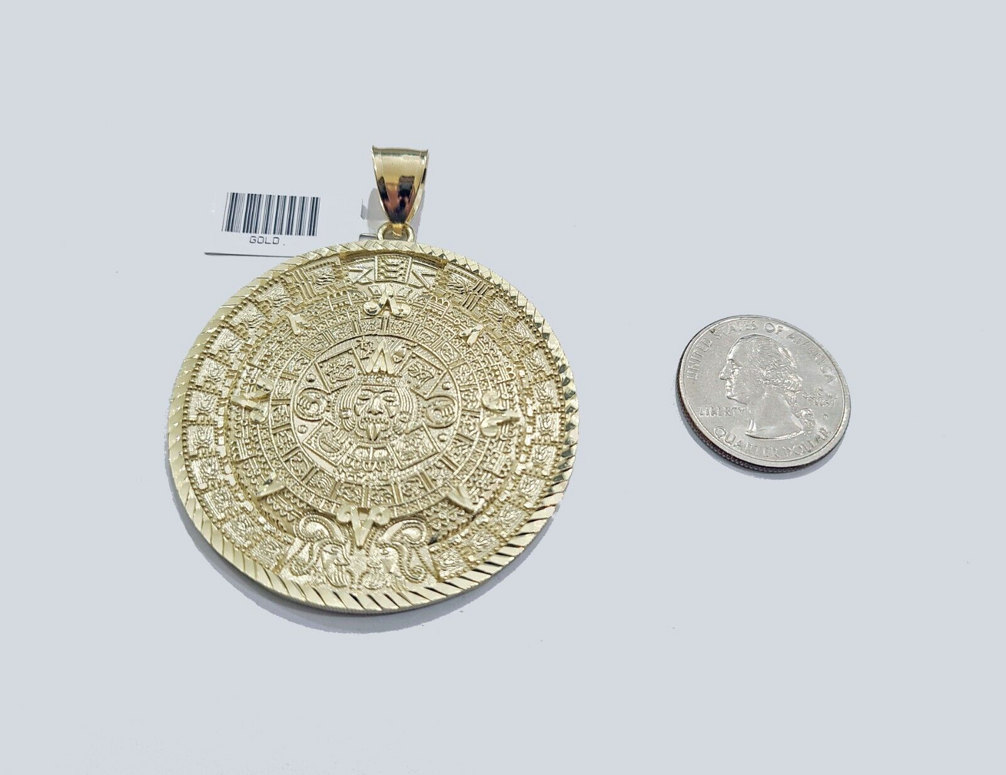 Real 10k Yellow Gold  Mayan Calendar Charm Pendant 10kt for Chain