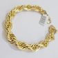 Real 10k Yellow Gold 10mm Rope Bracelet 9 inch Men's 10kt Solid Heavy & Strong
