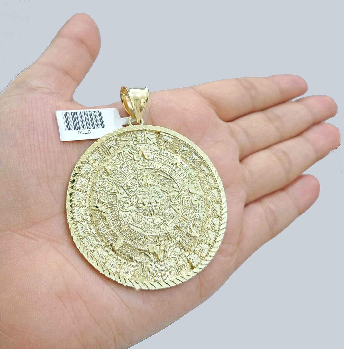 Real 10k Yellow Gold  Mayan Calendar Charm Pendant 10kt for Chain