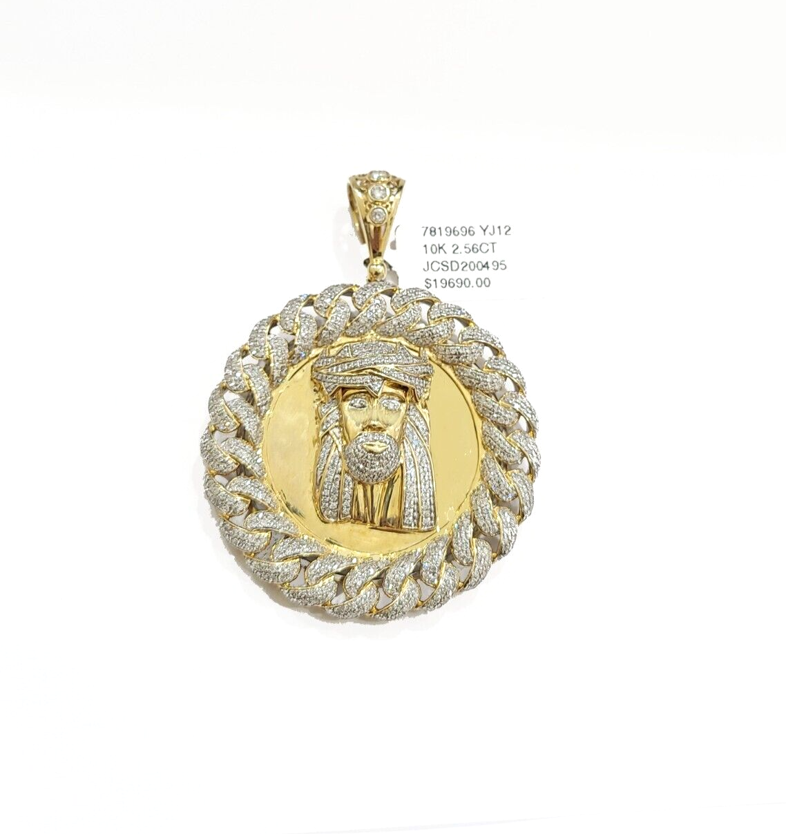 Real 10k Yellow Gold Jesus Head Diamond 2.56CT Pendant Charm For Necklace &Chain