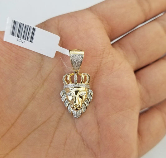 10k Yellow Gold Real Diamond Lion Head Charm Pendant