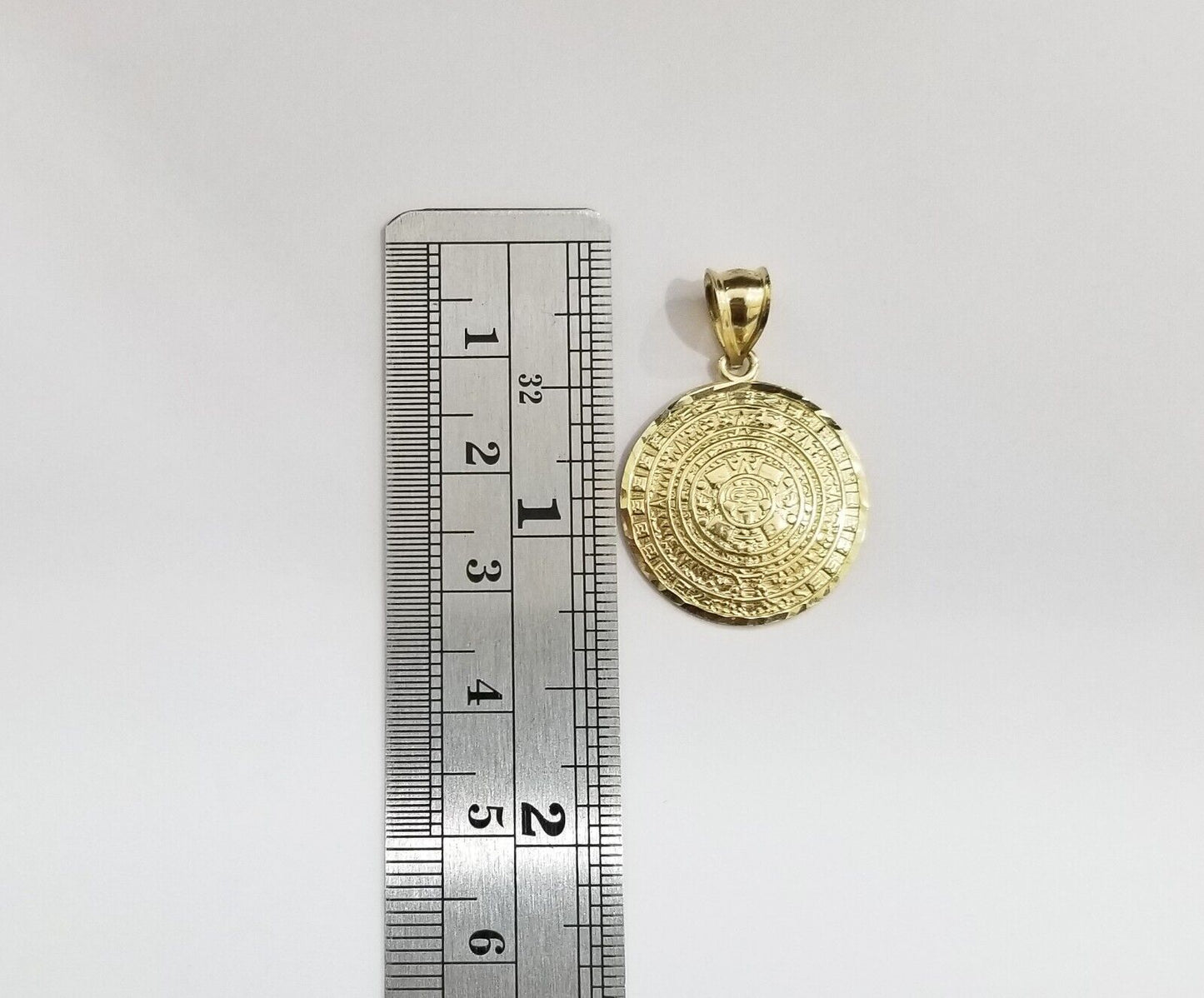 Real 10k Gold Mayan Calendar Circular Charm Pendant 10kt Yellow Gold