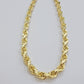Real 14k Gold Rope Chain Necklace 7mm 24 Inch Diamond Cut SOLID 14kt Yellow Gold