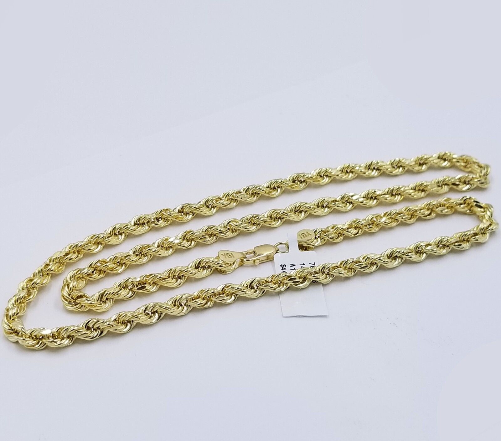 Real 14k Yellow Gold Necklace Rope Chain 5mm 20 inch 14kt Men's Chain – G  Bar