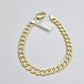Real 10k Yellow Gold Bracelet Cuban Curb link 7mm 7.5" Two-tone Cuts SOLID 10k