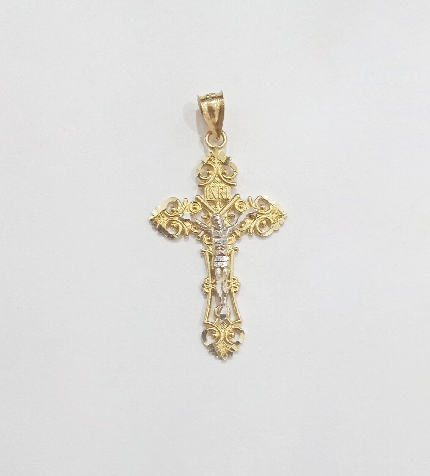 Real 10k Yellow Gold Jesus Crucifix Cross Charm Pendant Men Women 10kt Gold