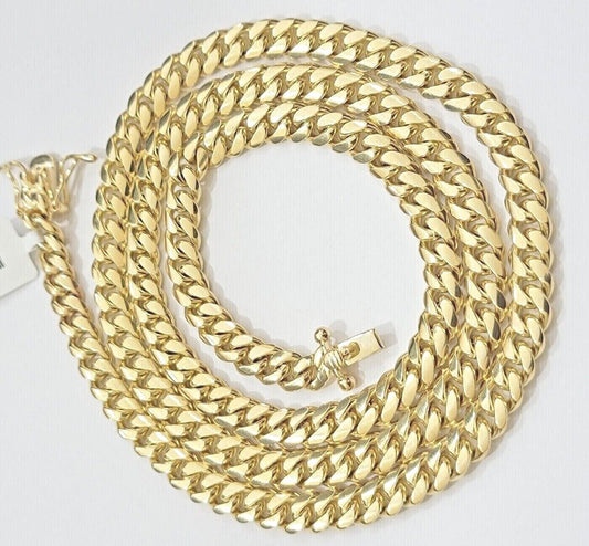 Real 14k Yellow Gold Miami Cuban Link Chain 6mm 22" Necklace 14kt solid Box lock