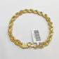 Real 10k Yellow Gold rope Bracelet 6.5mm 8" lobster lock 10kt new for men