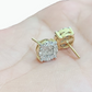 Real 10k Yellow Gold  Earring Stud  Diamond Round  Design Men Women Screw Back