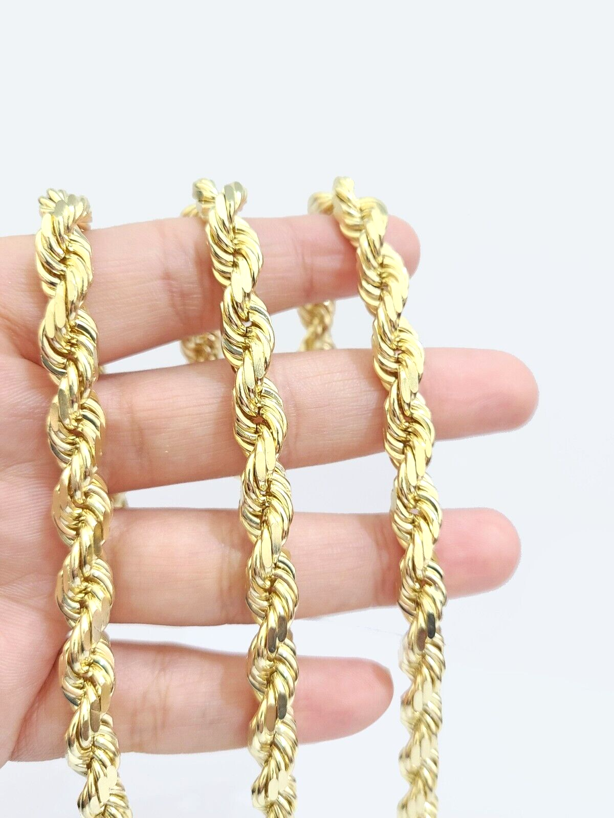 14K Real Solid Yellow Gold Necklace Rope Chain 7mm 24 inch 14kt Chain unisex