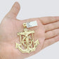 Real 10k Gold Anchor Jesus Cross Charm Pendant 10kt Yellow Gold Men Women