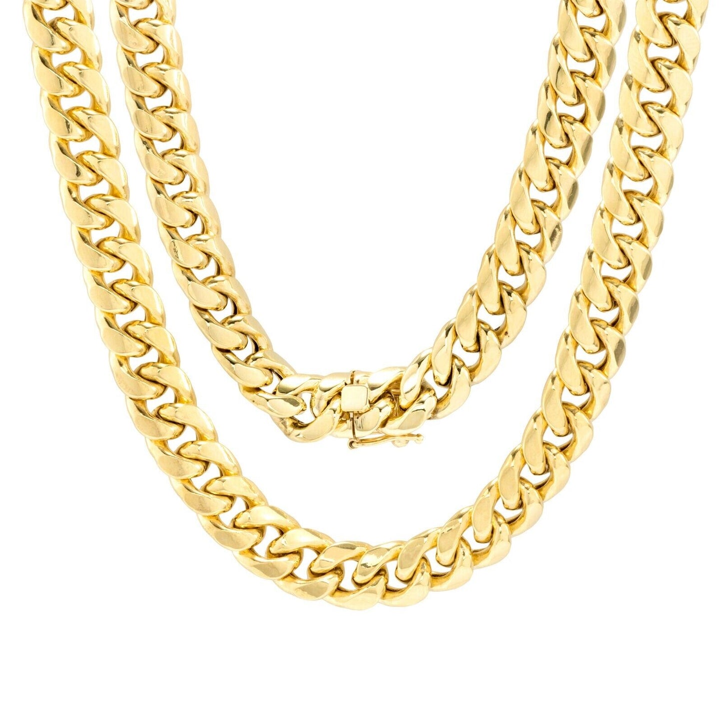 10kt Yellow Gold Miami Cuban Link Chain 10k Necklace 18 Inch 10mm Real Choker