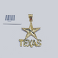 Real 10k Yellow Gold Texas Star Charm 1'' inches  Pendant 10kt for Chain
