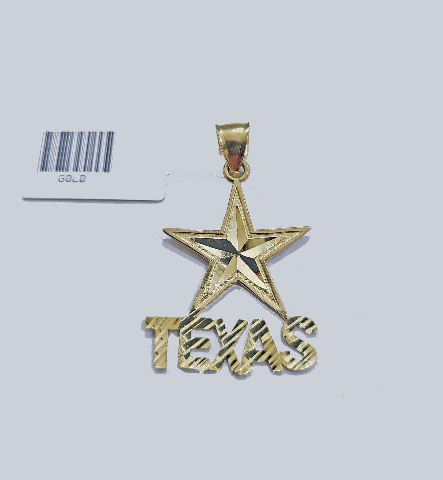 Real 10k Yellow Gold Texas Star Charm 1'' inches  Pendant 10kt for Chain