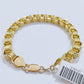 Real 10k Yellow Gold 8mm Box Byzantine Bracelet 8" inch 10kt Unisex Men Women