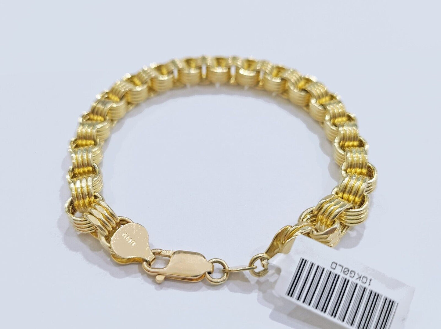 Real 10k Yellow Gold 8mm Box Byzantine Bracelet 8" inch 10kt Unisex Men Women