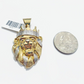 Real 10k Yellow Gold  Lion Head Crown Charm Pendant 10kt for Chain