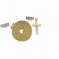 Real 10k Yellow Gold Jesus Cross Charm Rope Chain Necklace 3mm 26'' Pendant 10kt