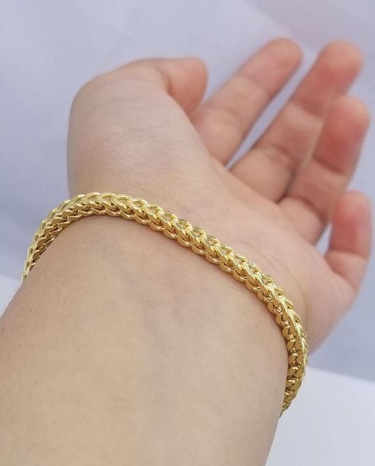 Real 10k Yellow Gold 3mm Franco Bracelet 8" inch 10kt Unisex Men Women