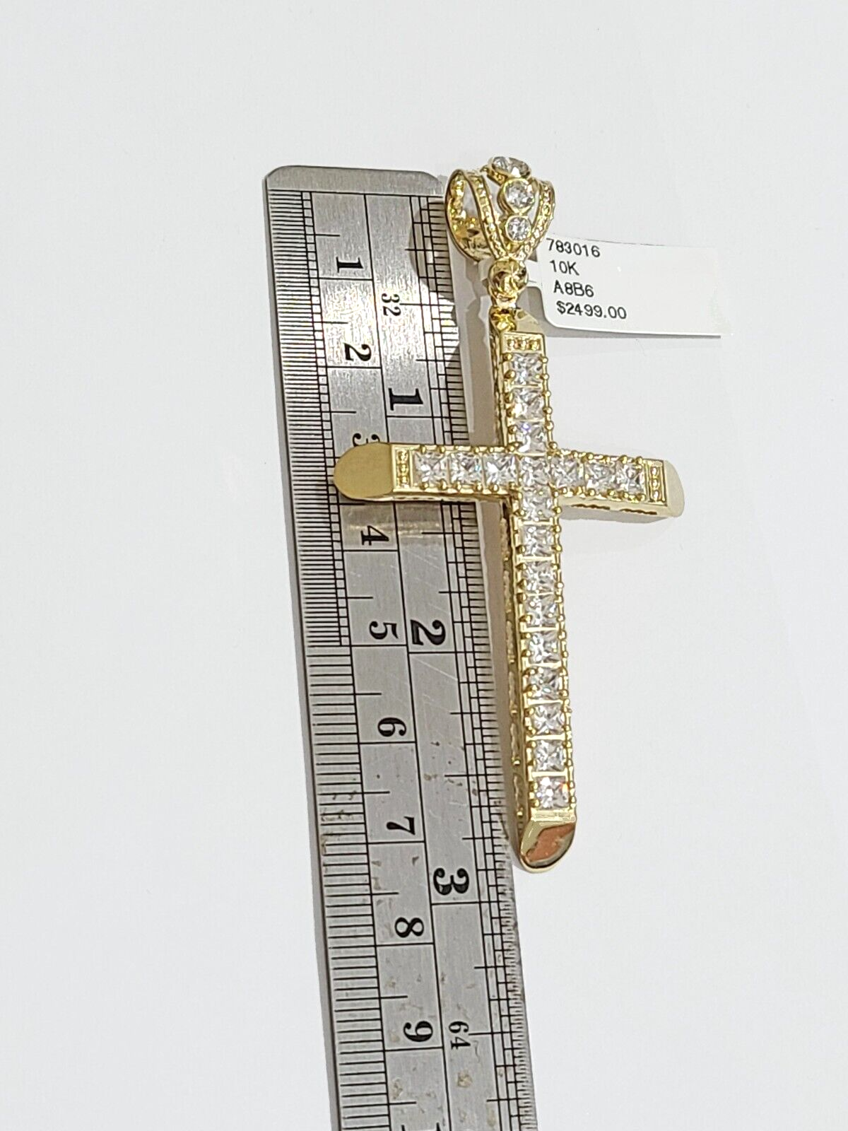 Real 10k Yellow Gold Jesus Cross Charm Pendant 2.5'' Inches