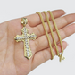 Real 10k Yellow Gold Franco Chain 2.5mm 18" inch Necklace Jesus Cross Charm 10kt