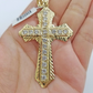 Real 10k Yellow Gold Cross Charm Pendant 2.5'' inch 10kt gold