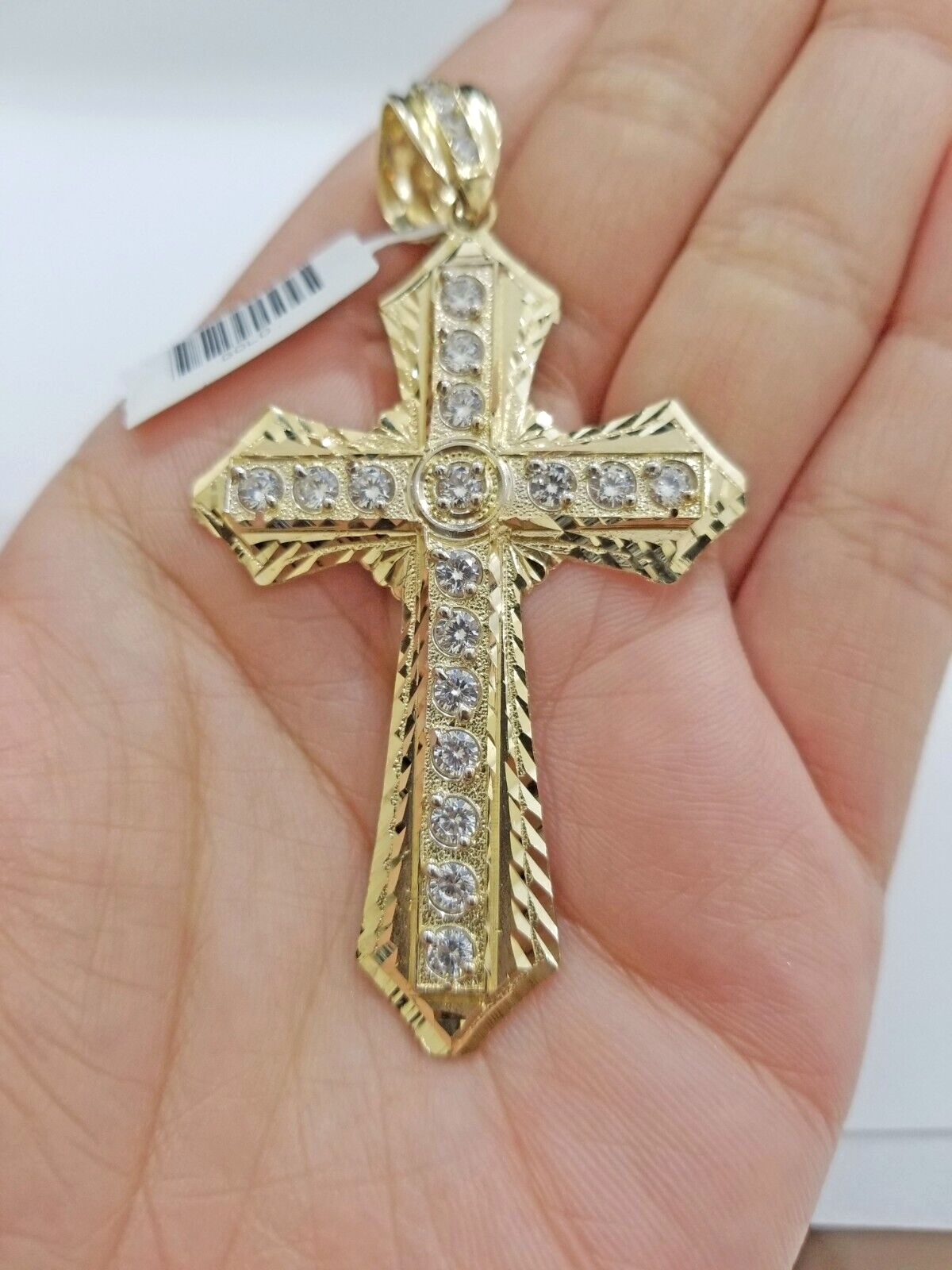 Real 10k Yellow Gold Cross Charm Pendant 2.5'' inch 10kt gold