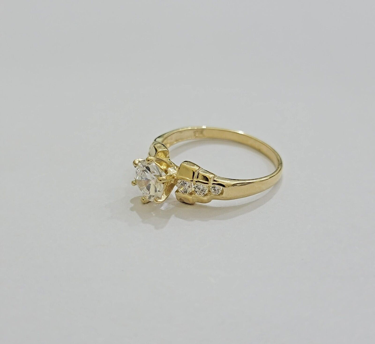 Real 10k Yellow Gold Ladies Ring Wedding  Engagement Band 10kt Gold & Solitaire