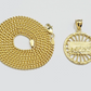 10k Yellow Gold chain Charm Pendant set Miami Cuban 4mm 24 Inch & Last supper
