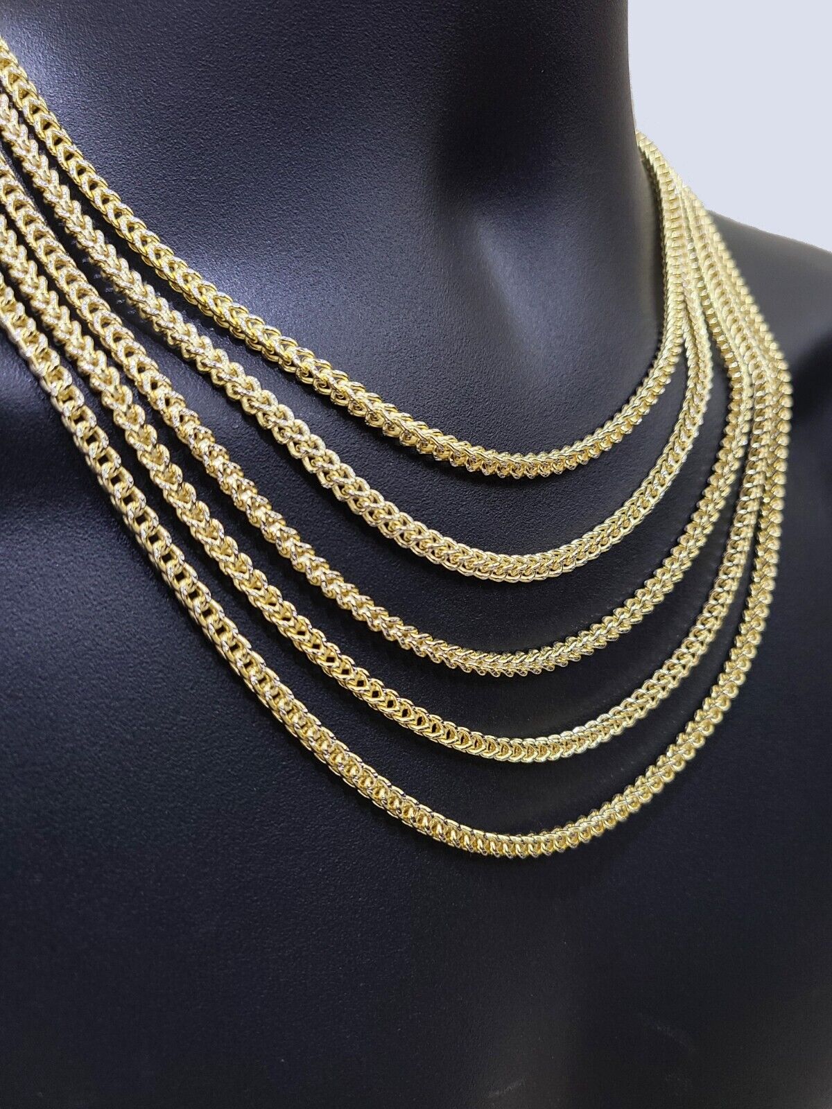 14k Yellow Gold Franco Chain Two-tone Necklace 4mm 18 Inch Diamond Cut 14kt SALE