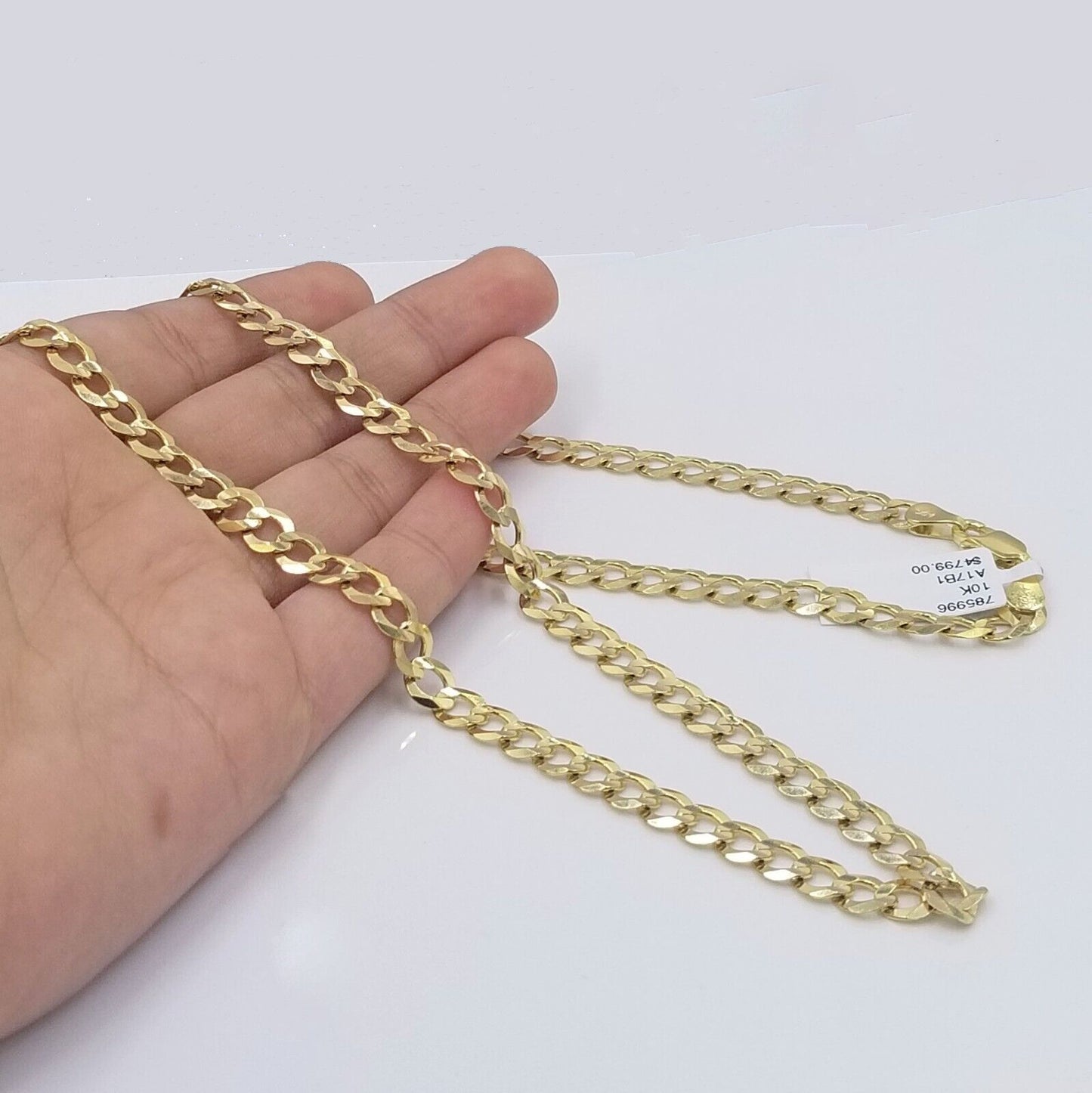 Real 10k Yellow Gold Solid Necklace Cuban Curb Link Chain 6mm 22" inch For Men