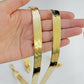 Real 10k Yellow Gold 12mm Herringbone Chain Necklace 24'' Inch Lobster lock Mens