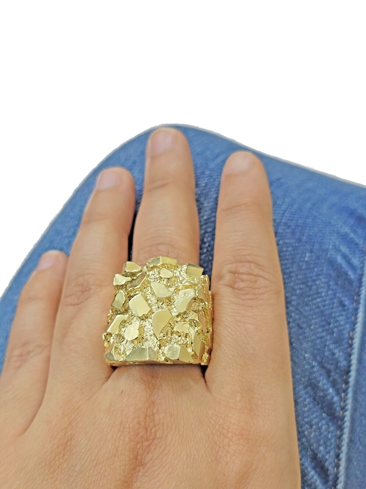 10k Yellow Solid Gold Nugget Ring Band Size 12 Real 10kt SALE Men Casual Heavy