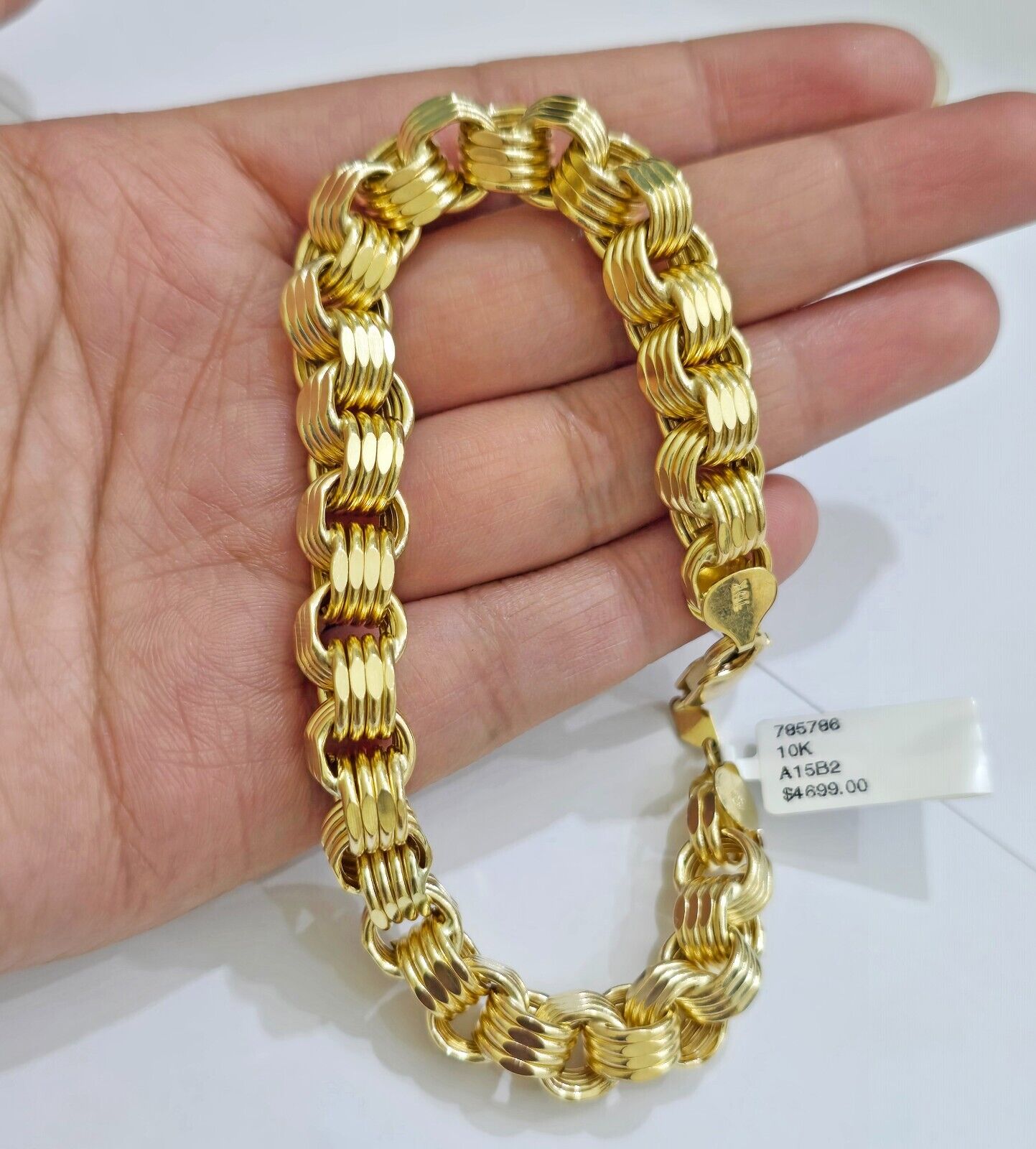 Real 10k Gold Bracelet Byzantine Box 8 Inch 8.5mm 10kt Yellow Gold Men's Genuine