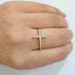 10k Yellow Gold Ring Ladies size 7 Real 10kt Cross Ring With Stones For Women