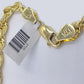 Real 14k Yellow Gold Rope Chain 6.5mm 24" inch Long 14kt Men's Necklace
