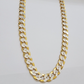 Real 10k Yellow Gold Chain Curb Link Necklace 10mm 22 Inch Diamond Cut Two-tone