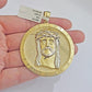 Real 10k Jesus head Charm pendant Mens 2.5 Inch Circular charm Real 10kt