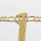 Real 10k Solid Yellow Gold Necklace 13mm Figaro Chain 24'' inches Unisex