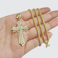 Real 10k Yellow Gold Franco Chain 2.5mm 20" inch Necklace Jesus Cross Charm 10kt