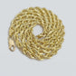 Real 10k Yellow Gold Cross Charm Rope Chain Necklace 4mm 24'' Pendant 10kt Jesus