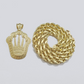 10k Yellow Gold Crown Charm Rope Chain 7mm 20'' Necklace Pendant 10kt Real SALE