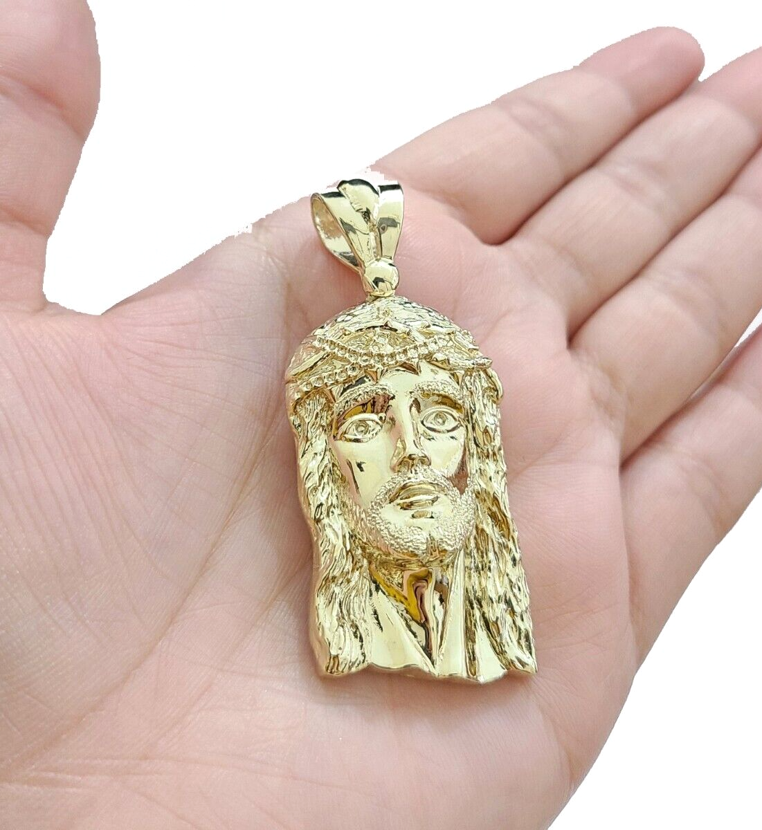 10k Gold Jesus Head Charm Rope Chain Necklace 6mm 30'' Set & Pendant 10kt REAL