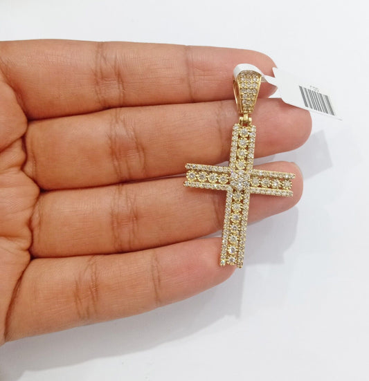 10k Yellow Gold Real Diamond Cross Charm Pendant 10kt gold