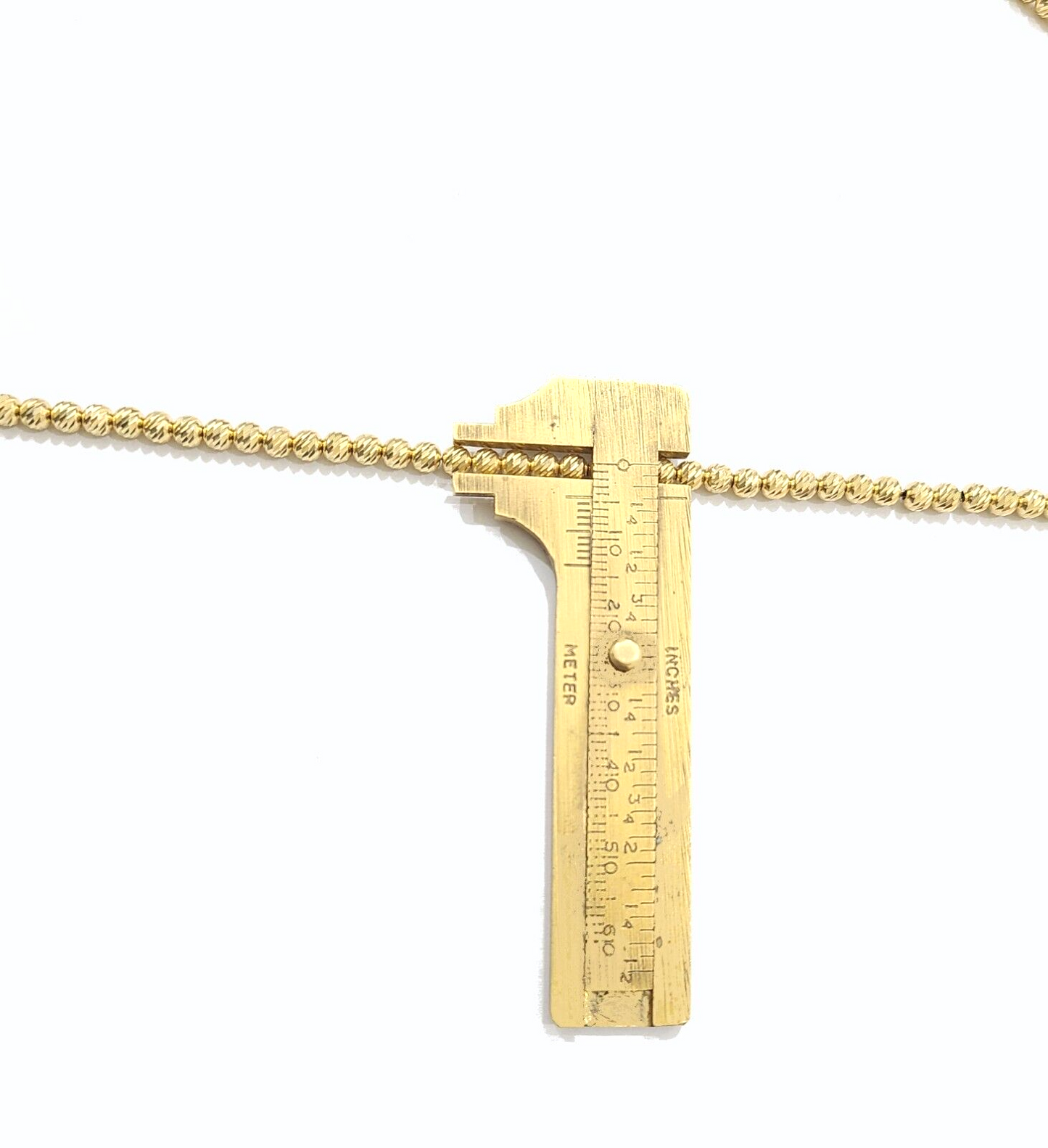 Real 10k Yellow Gold Necklace 4mm Moon Cut Chain 22'' inches Unisex