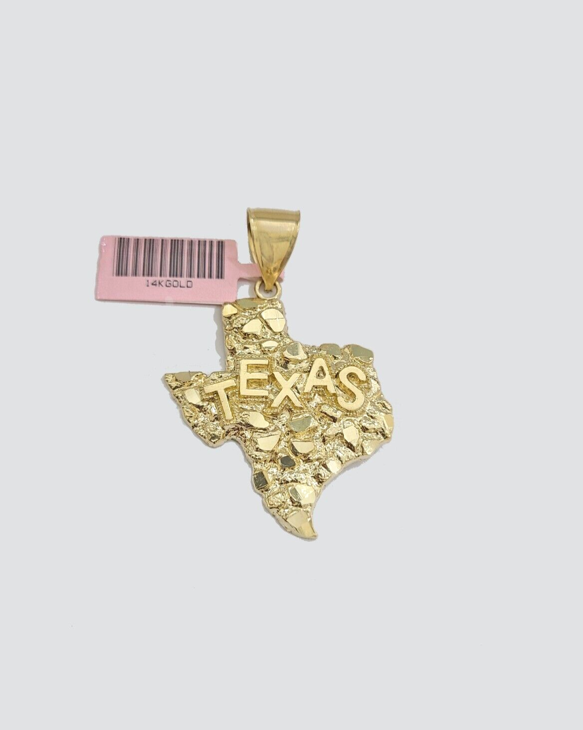 14k Yellow Gold Rope Chain 18'' Inch Necklace Texas Map Charm Pendant Real 14kt