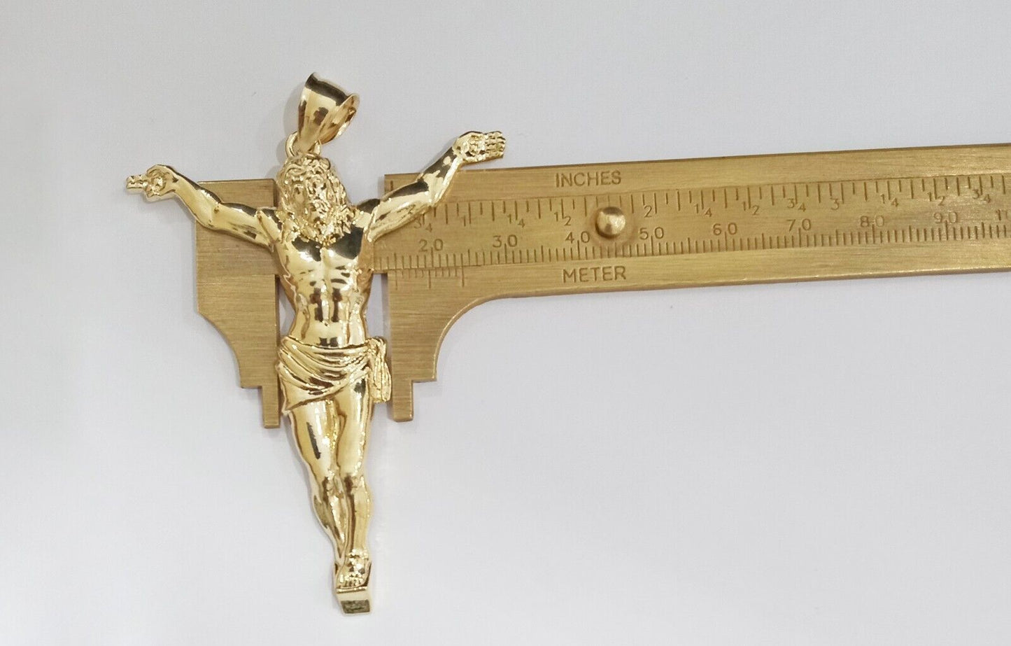 Real 10k Yellow Gold Jesus Crucifix Charm 10kt Pendant Men Women