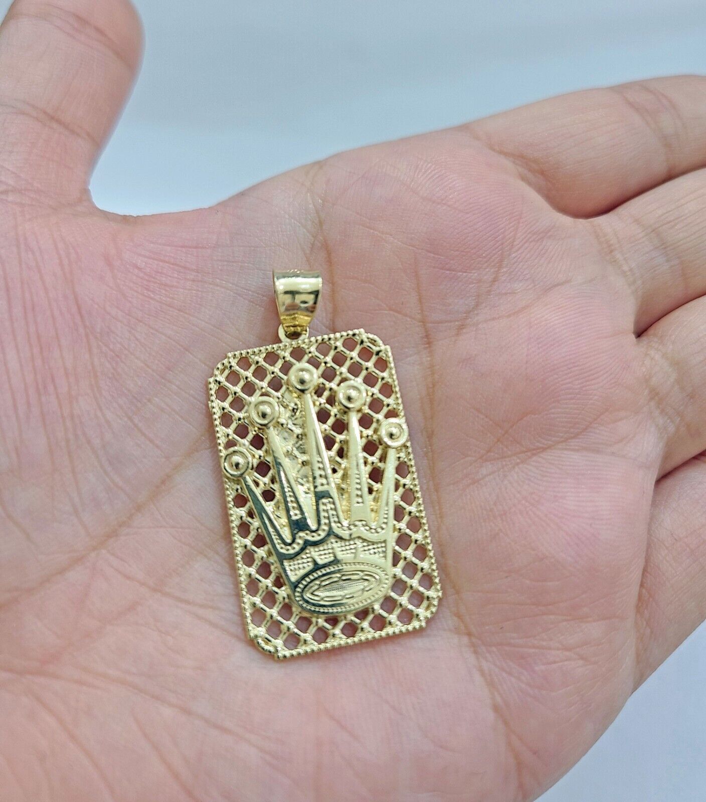 Real 10k Gold Crown Charm Pendant 10kt Yellow Gold Men