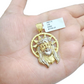 10k Gold Circular Jesus Star Head Charm Rope Chain Necklace 6mm 22'' Set Pendant